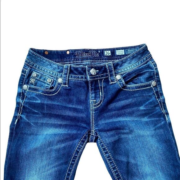 Miss Me Straight Leg Jeans Size 26 Aztec Bling Embellished Cowgirl Western - Picture 3 of 7